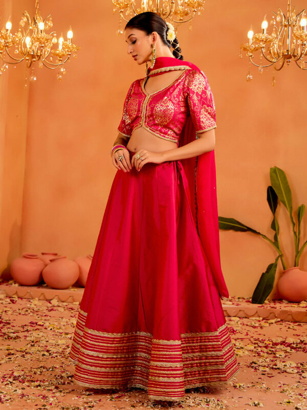 Festive Kalidaar Lehenga with Blouse and Dupatta - Image 4