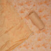 Beige Sequin Embellished Floral Printed Cotton Dress Material with Dupatta - Image 3