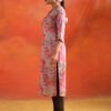 Pink Botanical Printed Embroidered Straight Kurta - Image 4